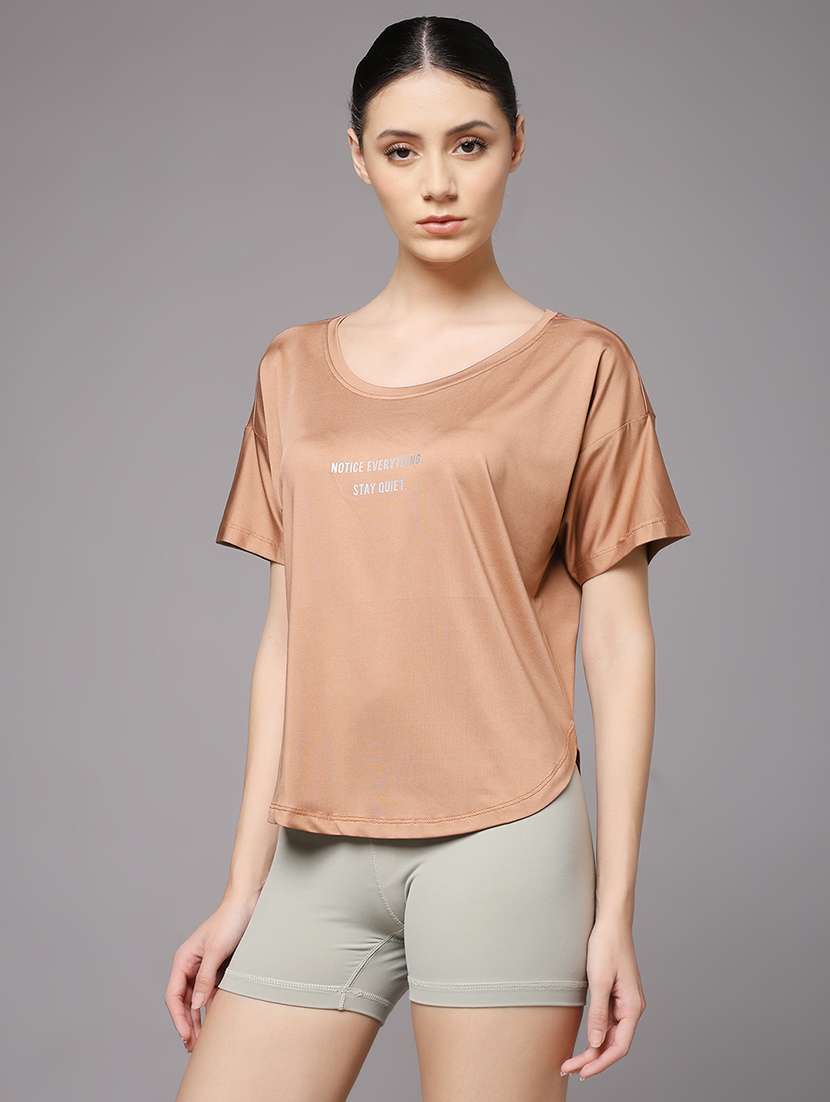 women printed round neck dri-fit sports t-shirt - 22060139 -  Standard Image - 2