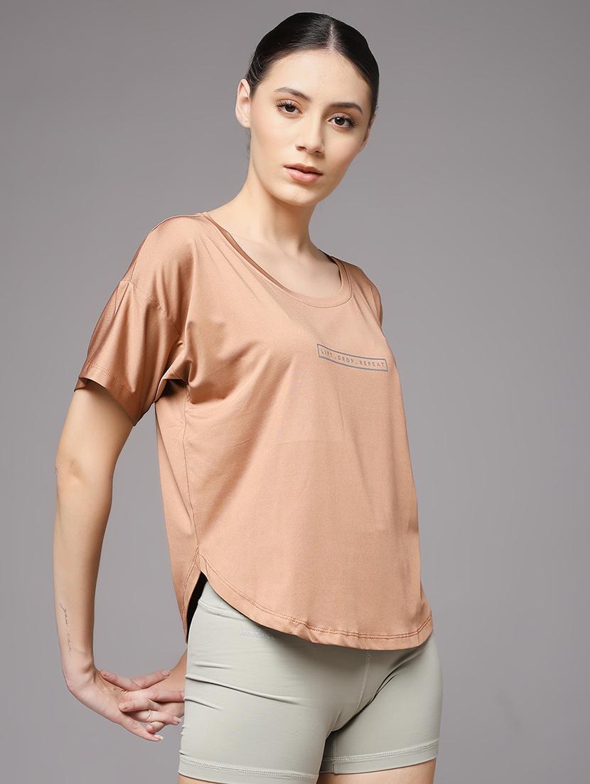 women printed round neck dri-fit sports t-shirt - 22060140 - Standard Image - 2