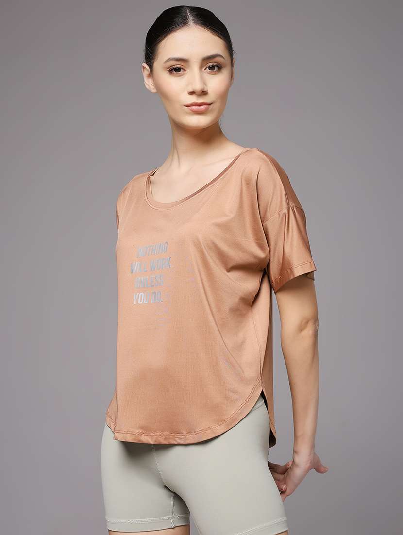 women printed round neck dri-fit sports t-shirt - 22060141 -  Standard Image - 2