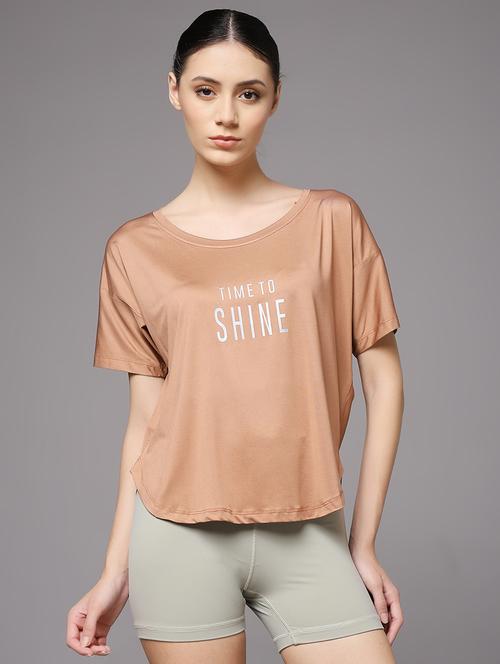 women printed round neck dri-fit sports t-shirt - 22060142 - Standard Image - 0