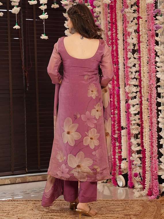 women floral three quarter sleeve kurta pant with dupatta set - 22060154 - Standard Image - 2