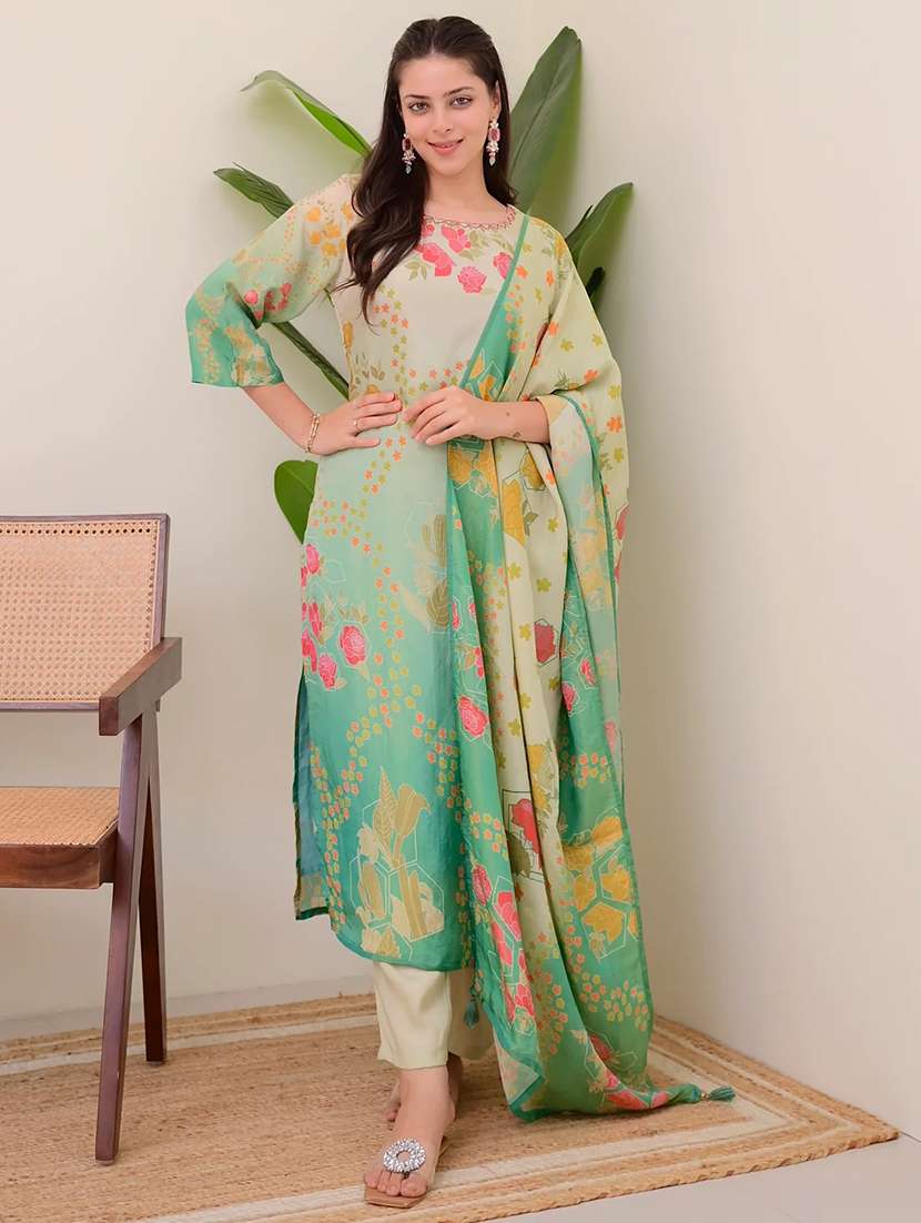 women embroidered long sleeve kurta pant with dupatta set - 22060156 - Standard Image - 2