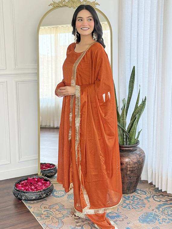 women solid long sleeve kurta pant with dupatta set - 22060161 - Standard Image - 2