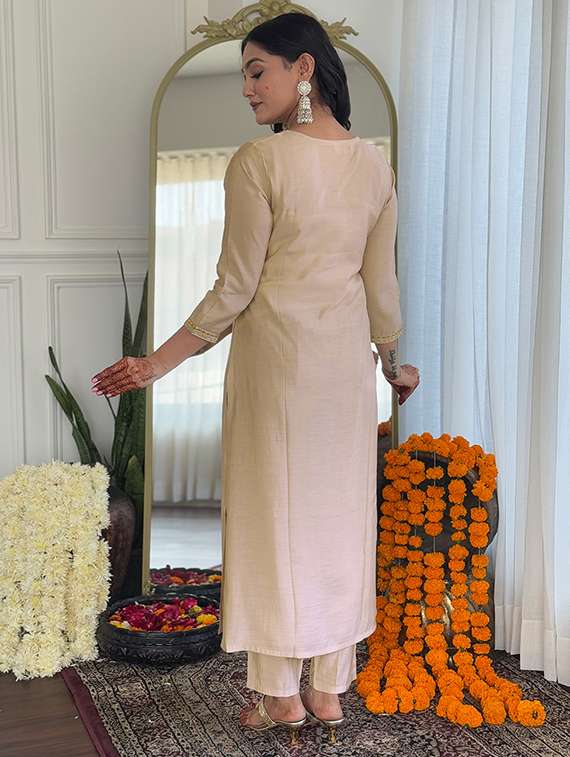 women three quarter sleeve kurta pant with dupatta set - 22060197 - Standard Image - 2