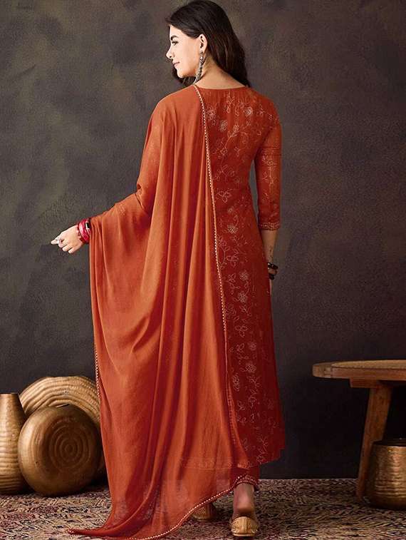 women three quarter sleeve kurta pant with dupatta set - 22060207 -  Standard Image - 2