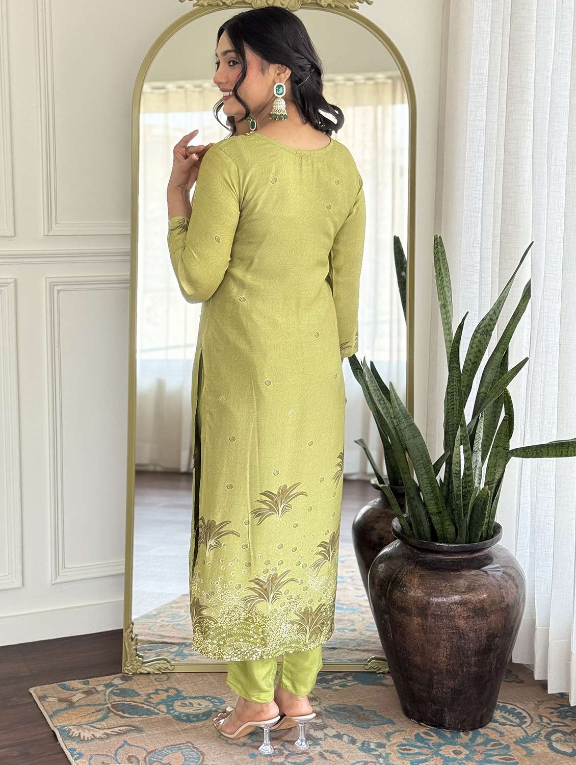 women three quarter sleeve kurta pant with dupatta set - 22060208 - Standard Image - 2
