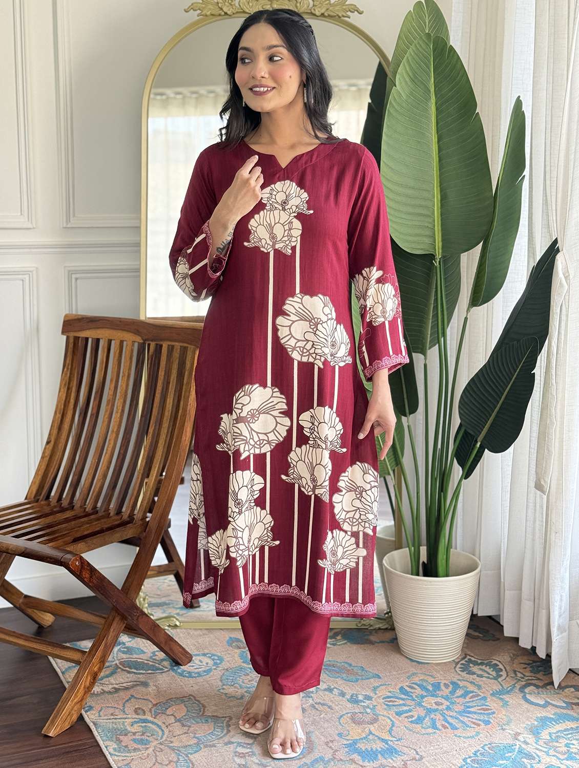 women three quarter sleeve kurta pant with dupatta set - 22060221 - Standard Image - 2