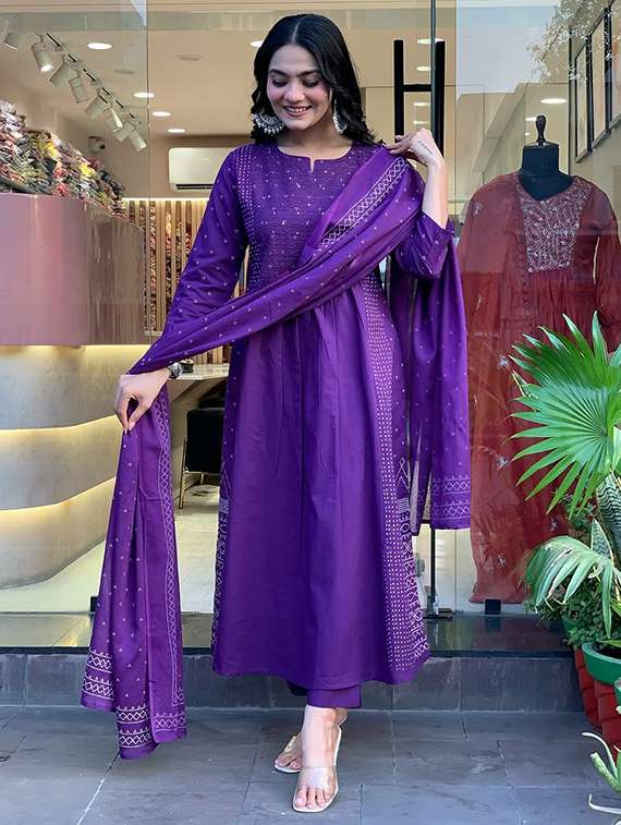 women three quarter sleeve kurta pant with dupatta set