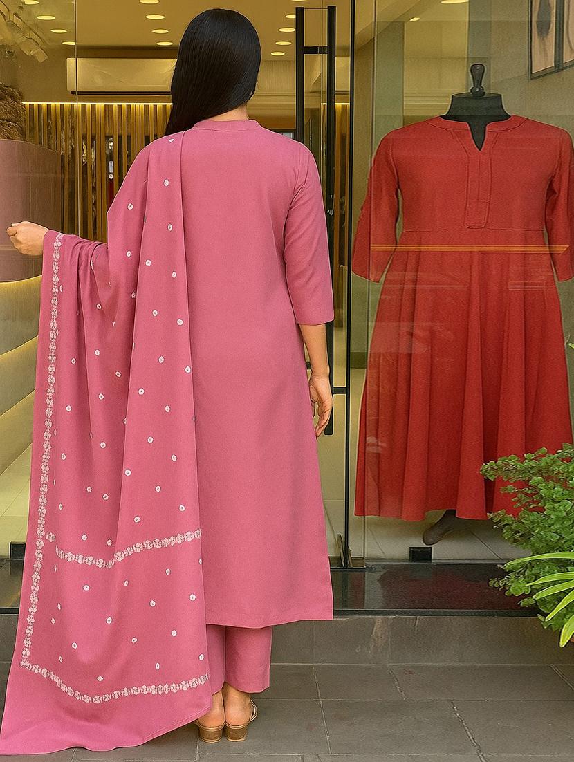 women three quarter sleeve kurta pant with dupatta set - 22060229 - Standard Image - 2