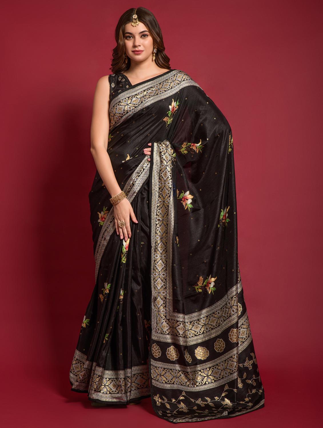 women floral printed saree with blouse - 22060239 - Zoom Image - 0