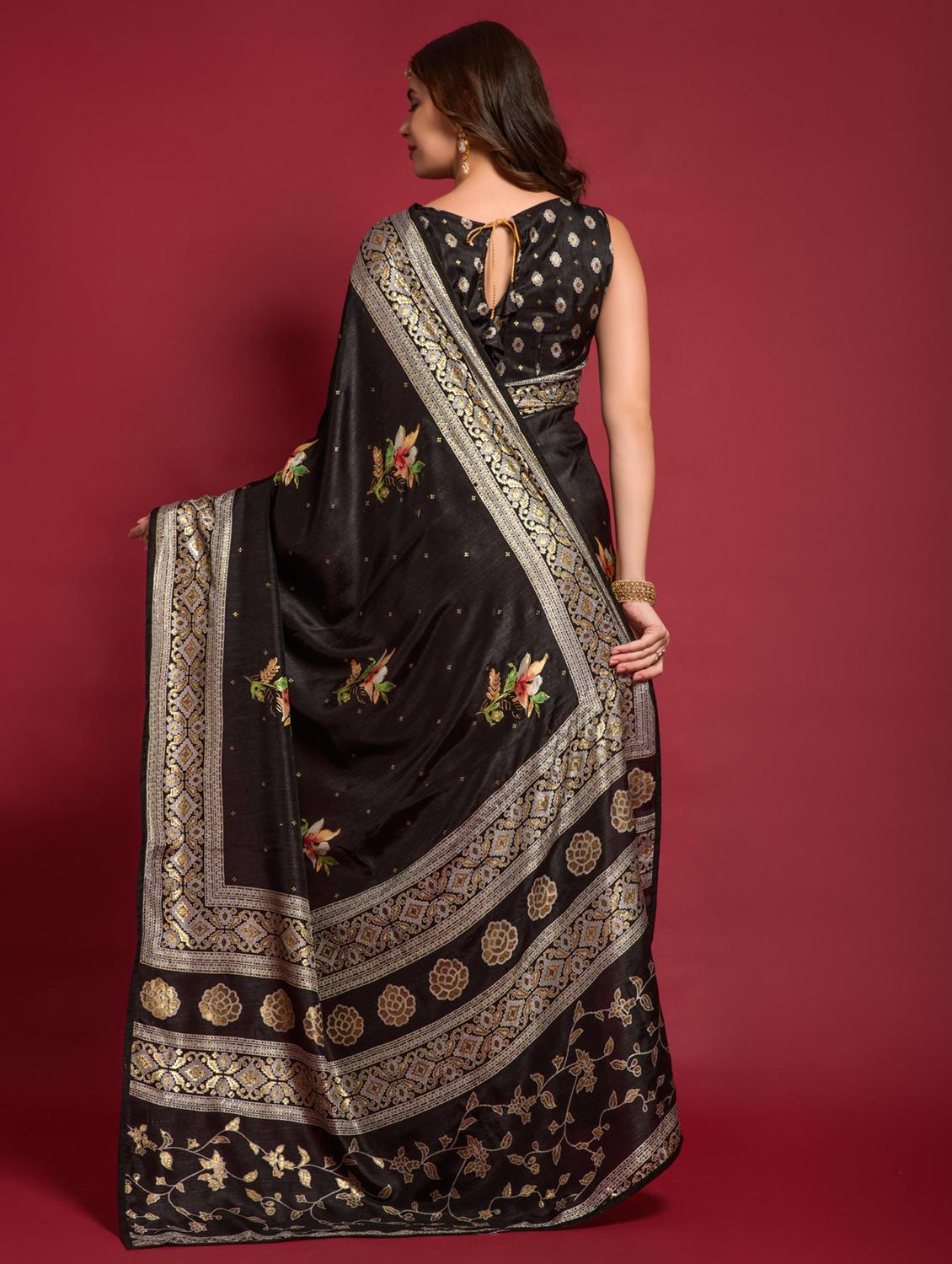 women floral printed saree with blouse - 22060239 - Standard Image - 2