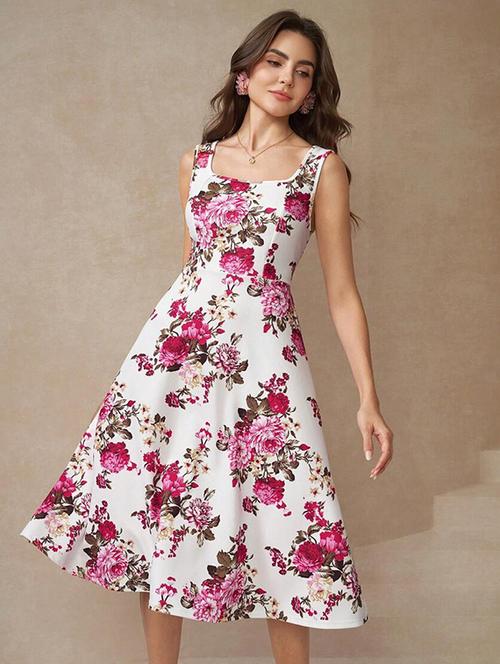 women floral print sleeveless fit & flare dress - 22060241 - Standard Image - 0