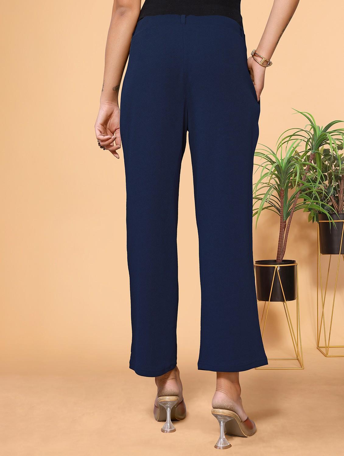 women solid mid rise straight trouser - 22060245 - Standard Image - 2