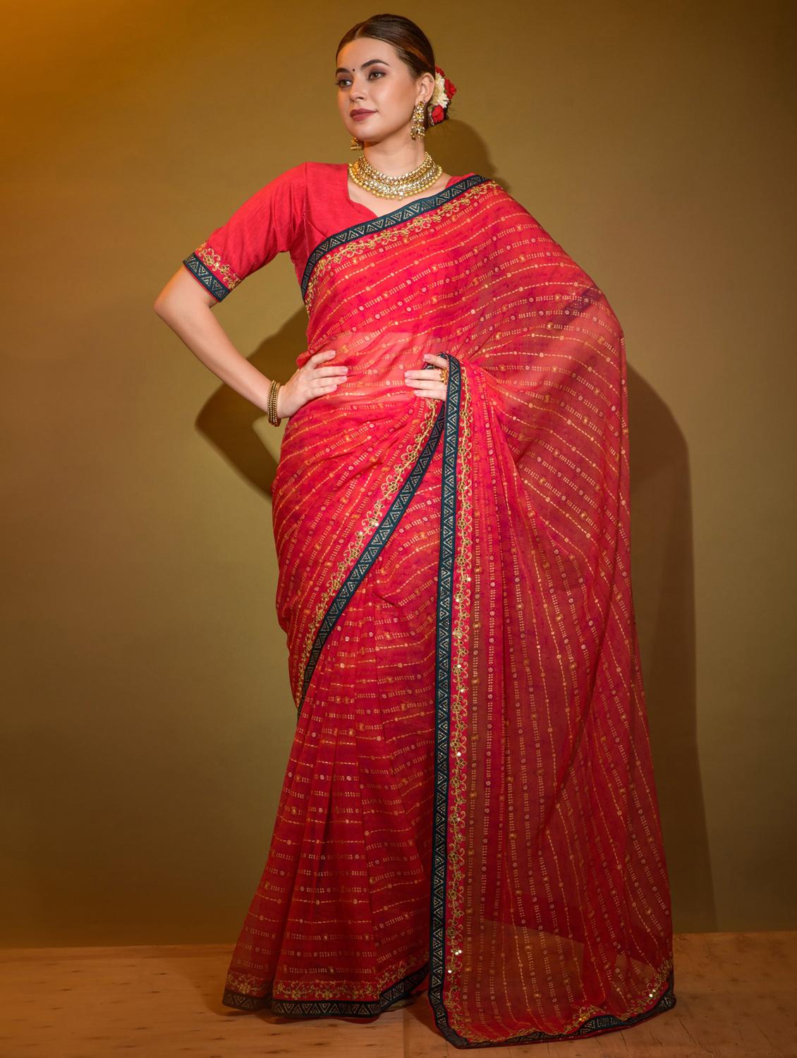 women printed casual wear saree with blouse - 22060278 - Zoom Image - 0