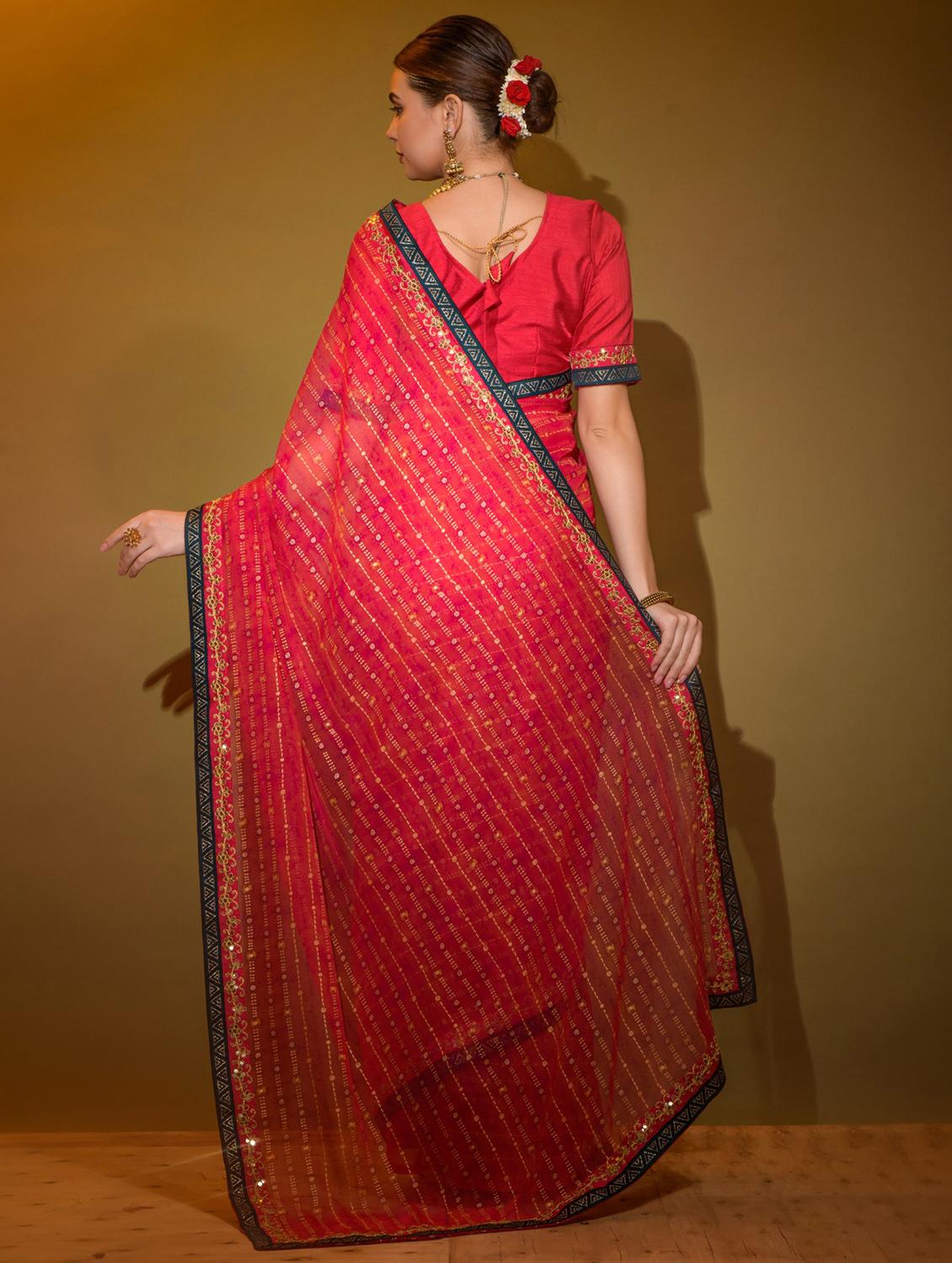 women printed casual wear saree with blouse - 22060278 - Standard Image - 2