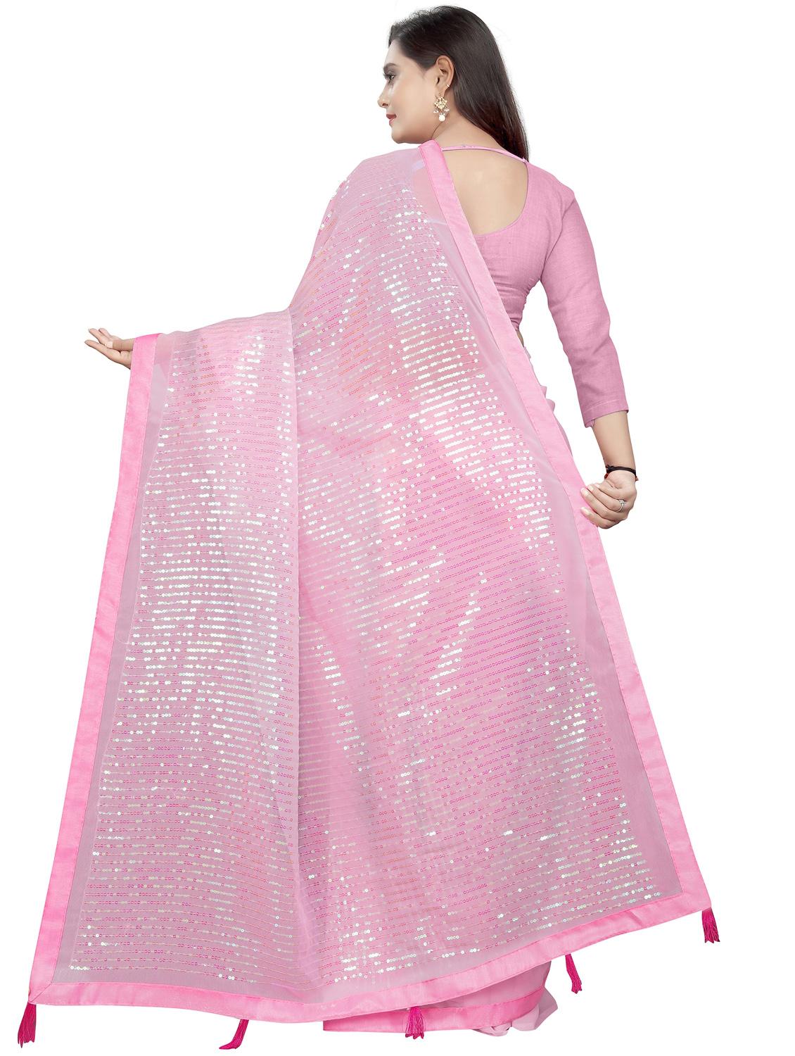 women solid with work embellished saree with blouse - 22060411 - Standard Image - 2