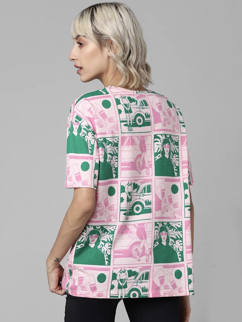 women printed short sleeve loose fit t-shirt - 22060556 - Standard Image - 2