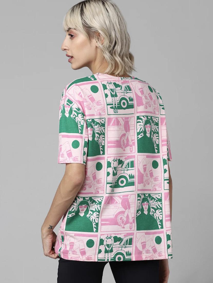 women printed short sleeve oversized t-shirt - 22060557 - Standard Image - 2