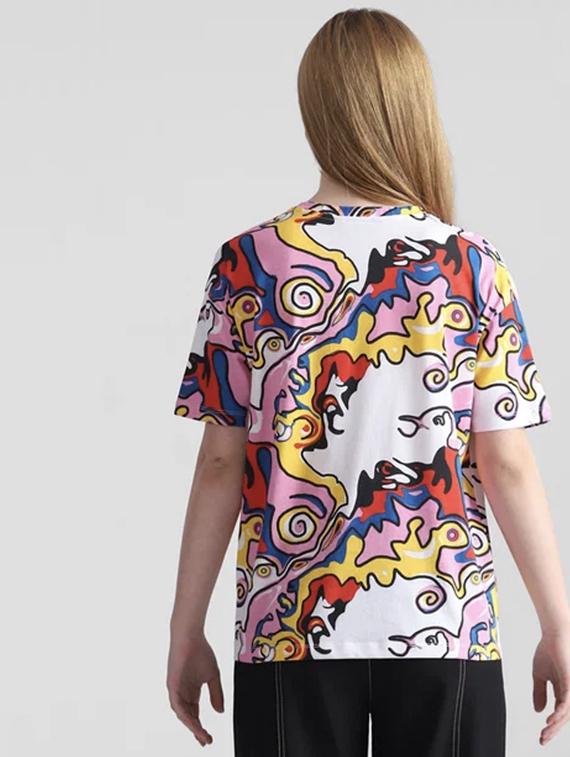 women printed short sleeve loose fit t-shirt - 22060558 - Standard Image - 2