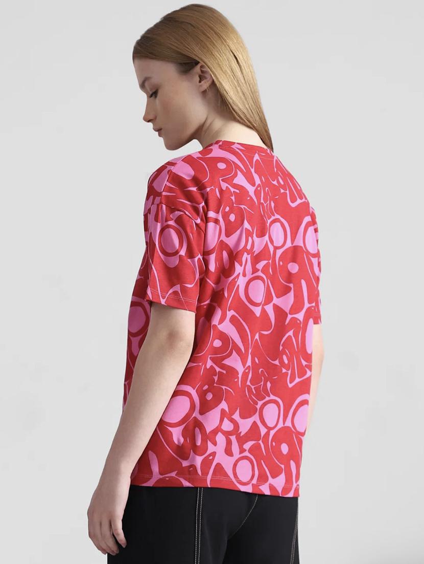 red cotton blend all over print tshirt - 22060561 - Standard Image - 2