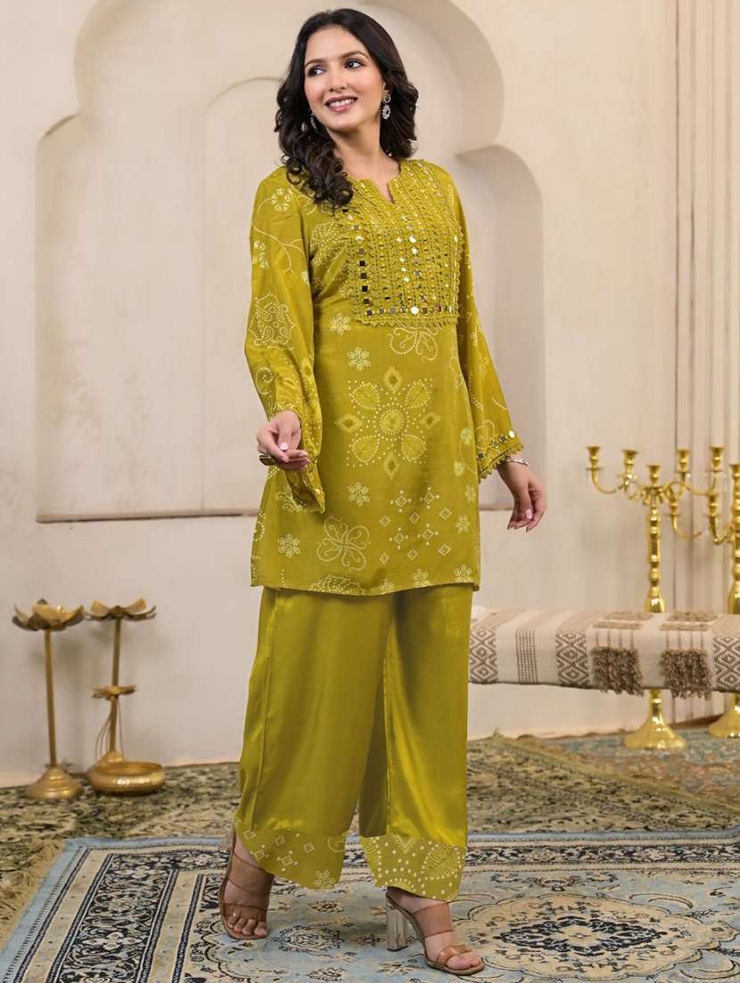 women long sleeve regular fit ethnic co-ord set - 22060575 - Standard Image - 2