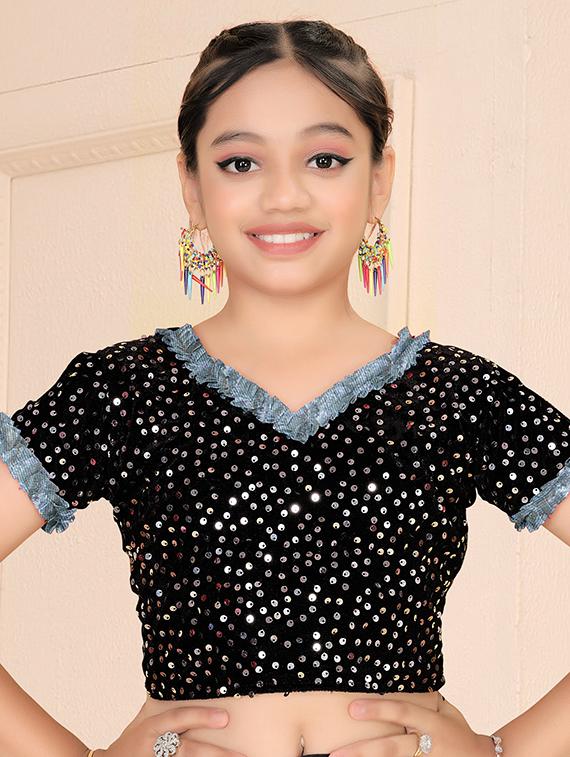 girls embellished ready to wear ruffle saree - 22060601 - Standard Image - 2