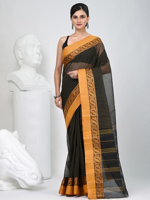 women striped tant saree - 22060661 - Standard Image - 0
