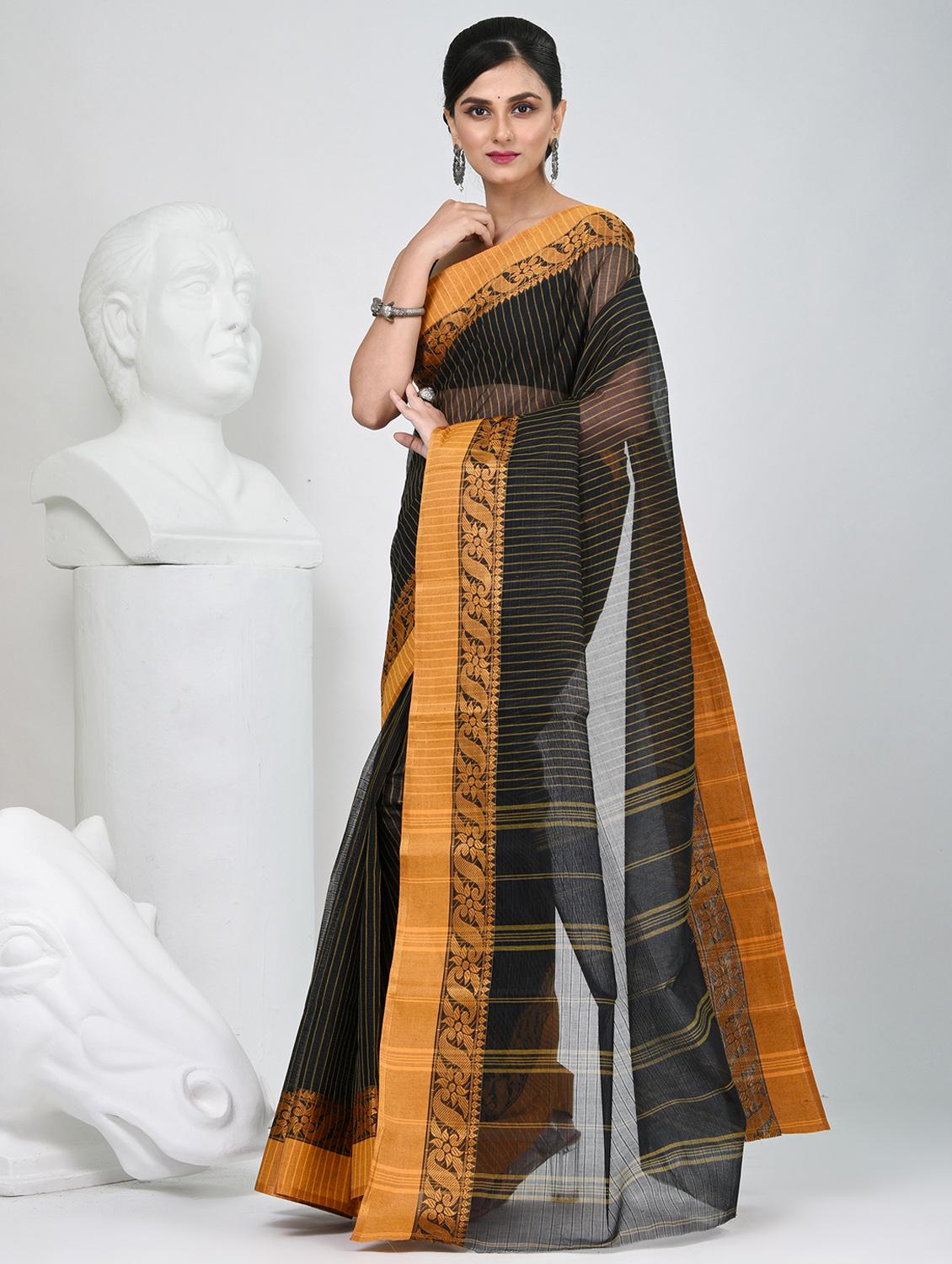 women striped tant saree - 22060661 - Standard Image - 2