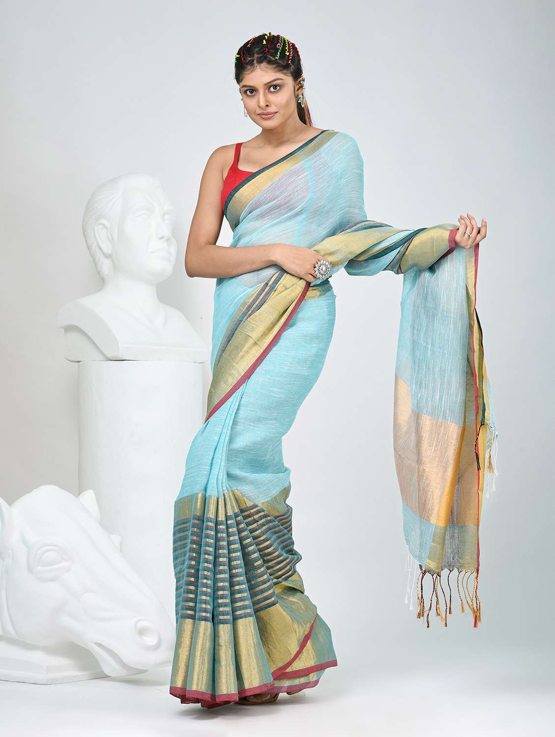 women self design handloom saree with blouse - 22060698 - Standard Image - 2