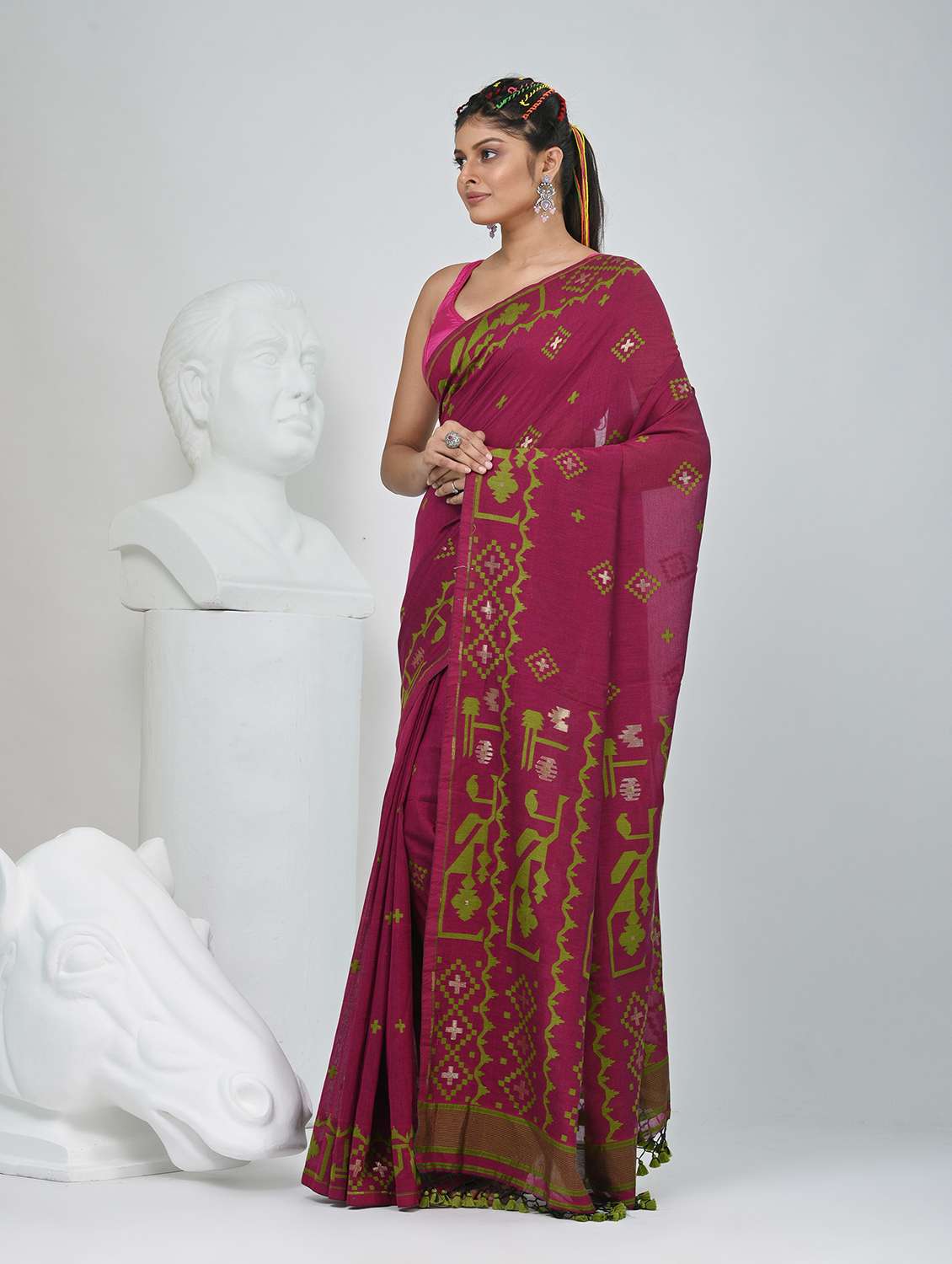 Women Self Design Handloom Saree With Blouse - 22060705 -  Standard Image - 2