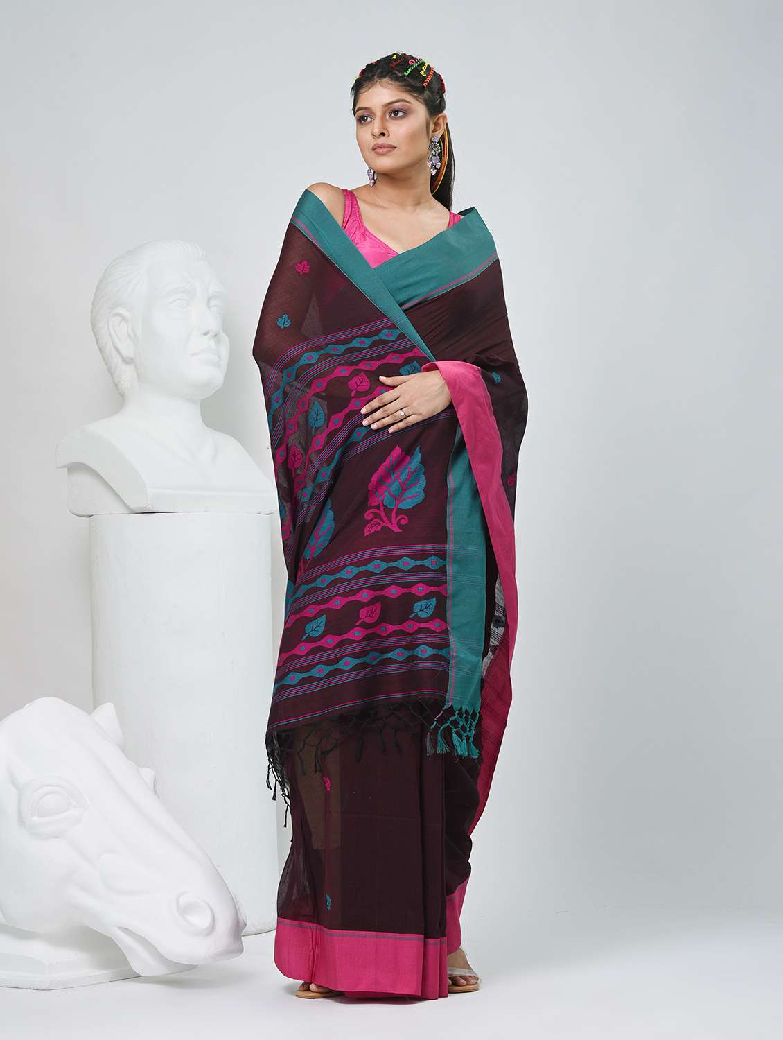women self design handloom saree with blouse - 22060801 - Standard Image - 2