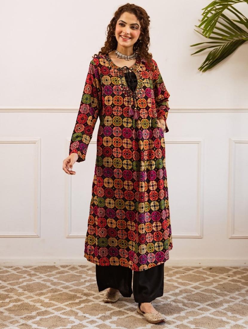 women printed long sleeve kurta palazzo set - 22060860 - Zoom Image - 0
