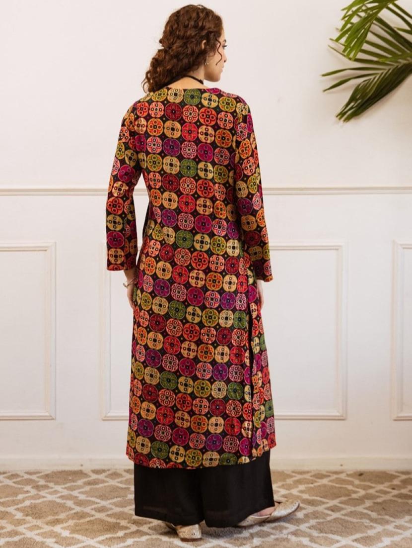 women printed long sleeve kurta palazzo set - 22060860 - Standard Image - 2
