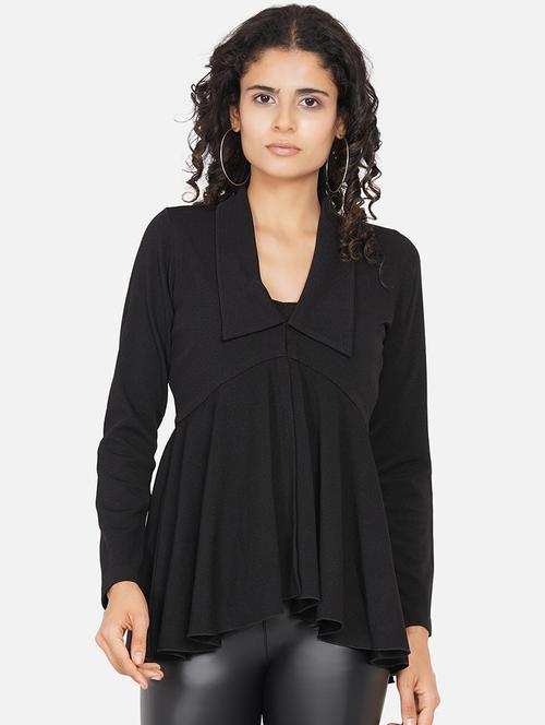 women solid long sleeve asymmetric top - 22060864 - Standard Image - 0