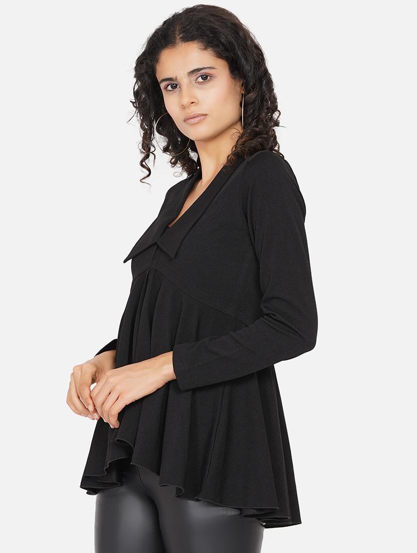 women solid long sleeve asymmetric top - 22060864 - Standard Image - 2