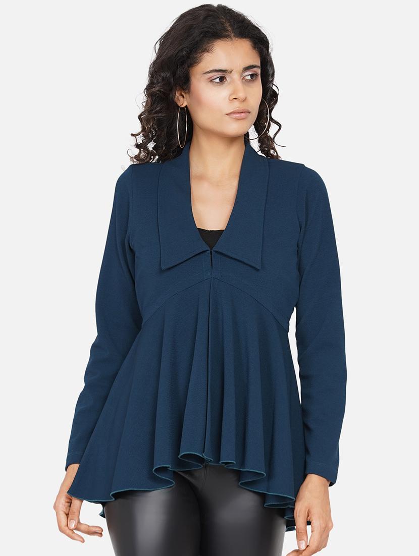women solid long sleeve asymmetric top - 22060865 - Zoom Image - 0