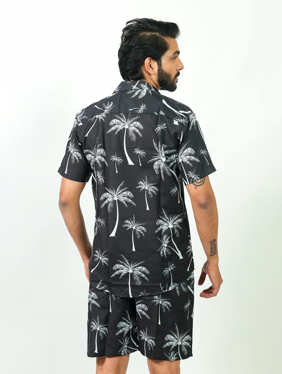 men printed shirt and shorts loungewear set - 22060900 - Standard Image - 2