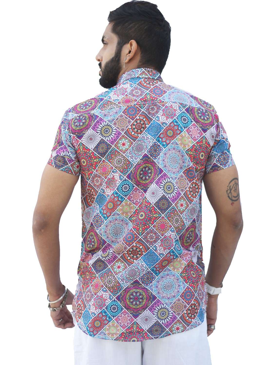 men printed collared short sleeve regular fit shirt - 22060908 -  Standard Image - 2