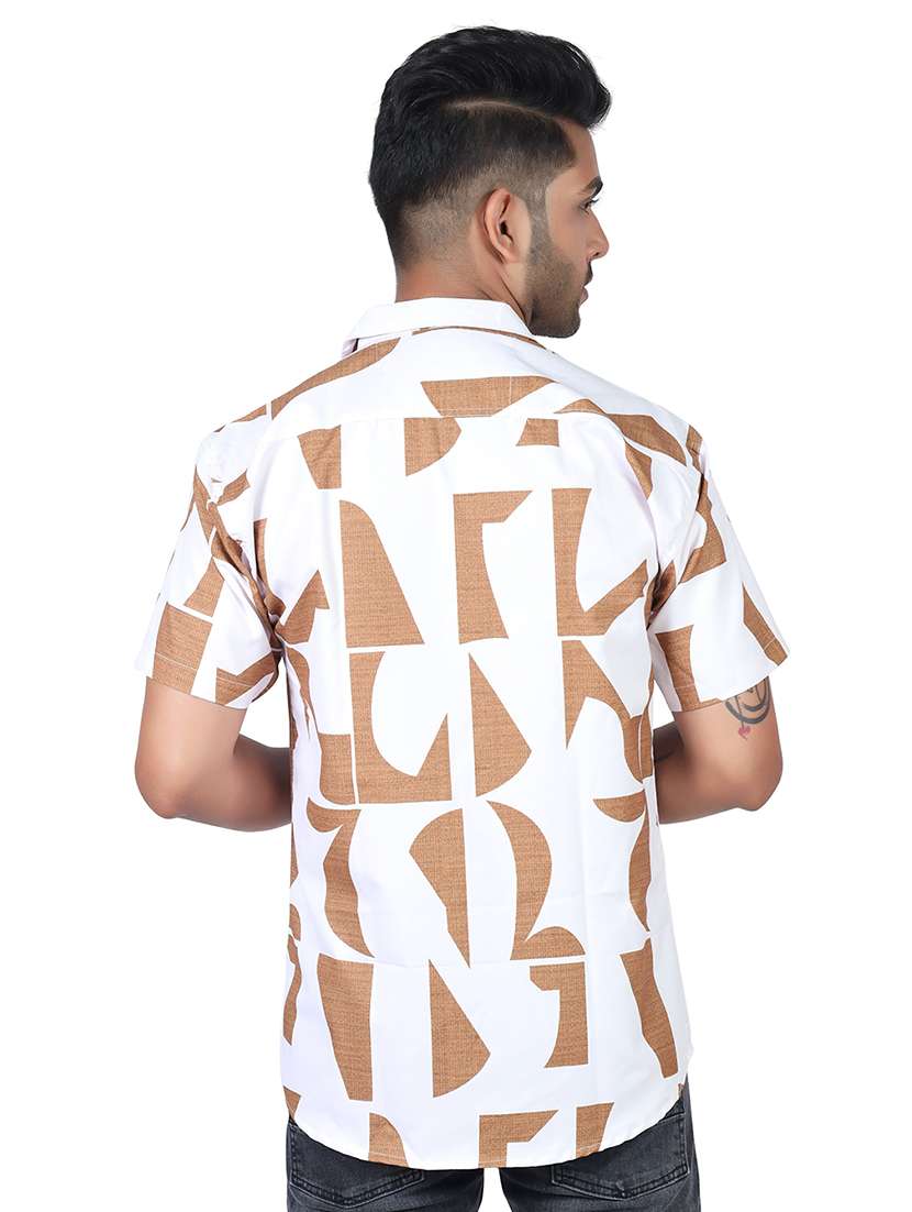 men printed collared short sleeve regular fit shirt - 22060962 -  Standard Image - 2