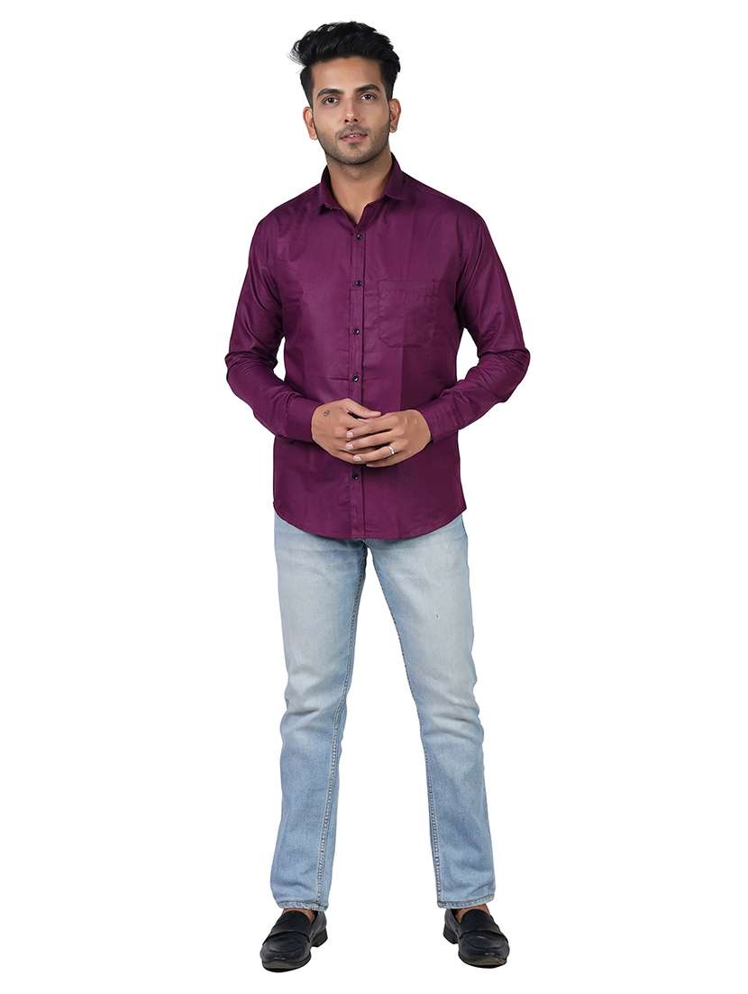 men solid collared long sleeve regular fit shirt - 22060964 -  Standard Image - 2