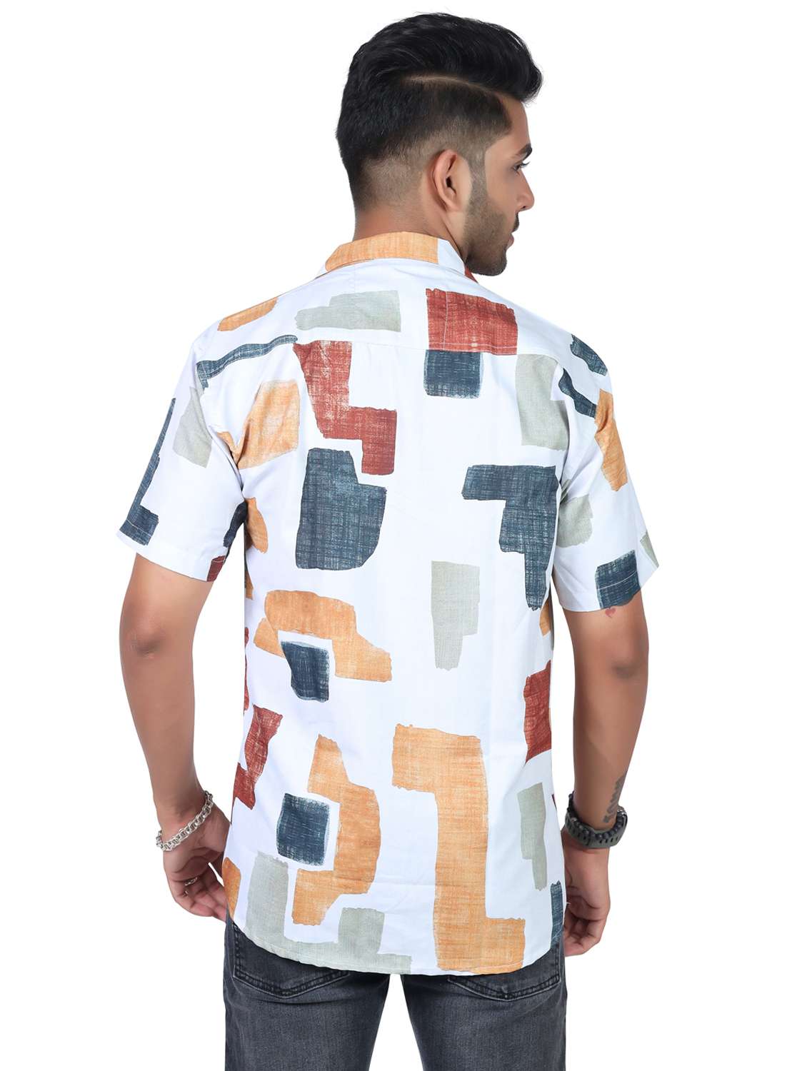 men printed collared short sleeve regular fit shirt - 22060992 -  Standard Image - 2