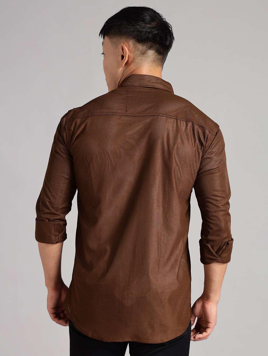 men solid collared long sleeve regular fit shirt - 22061045 -  Standard Image - 2