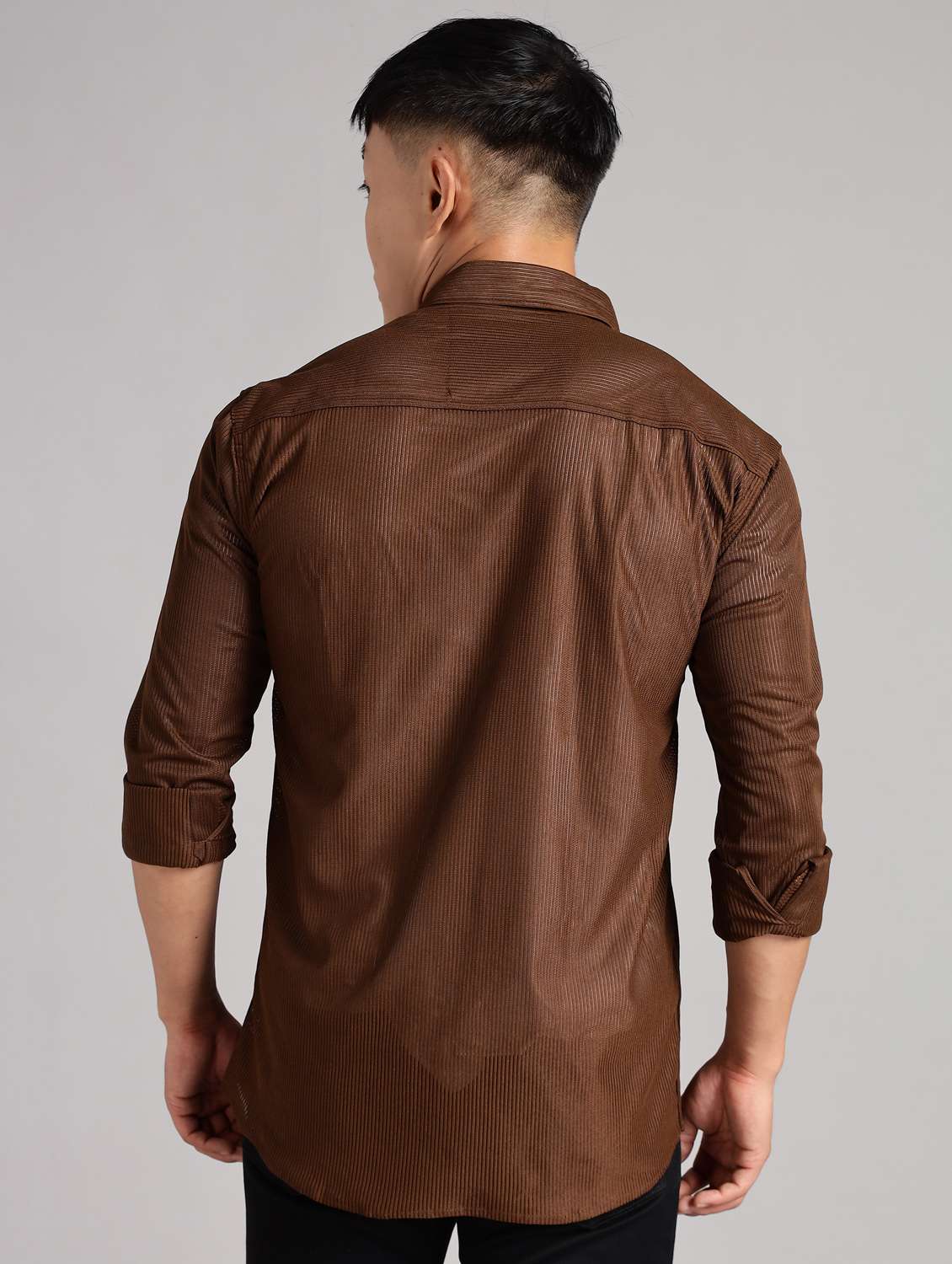 men solid collared long sleeve regular fit shirt - 22061048 -  Standard Image - 2