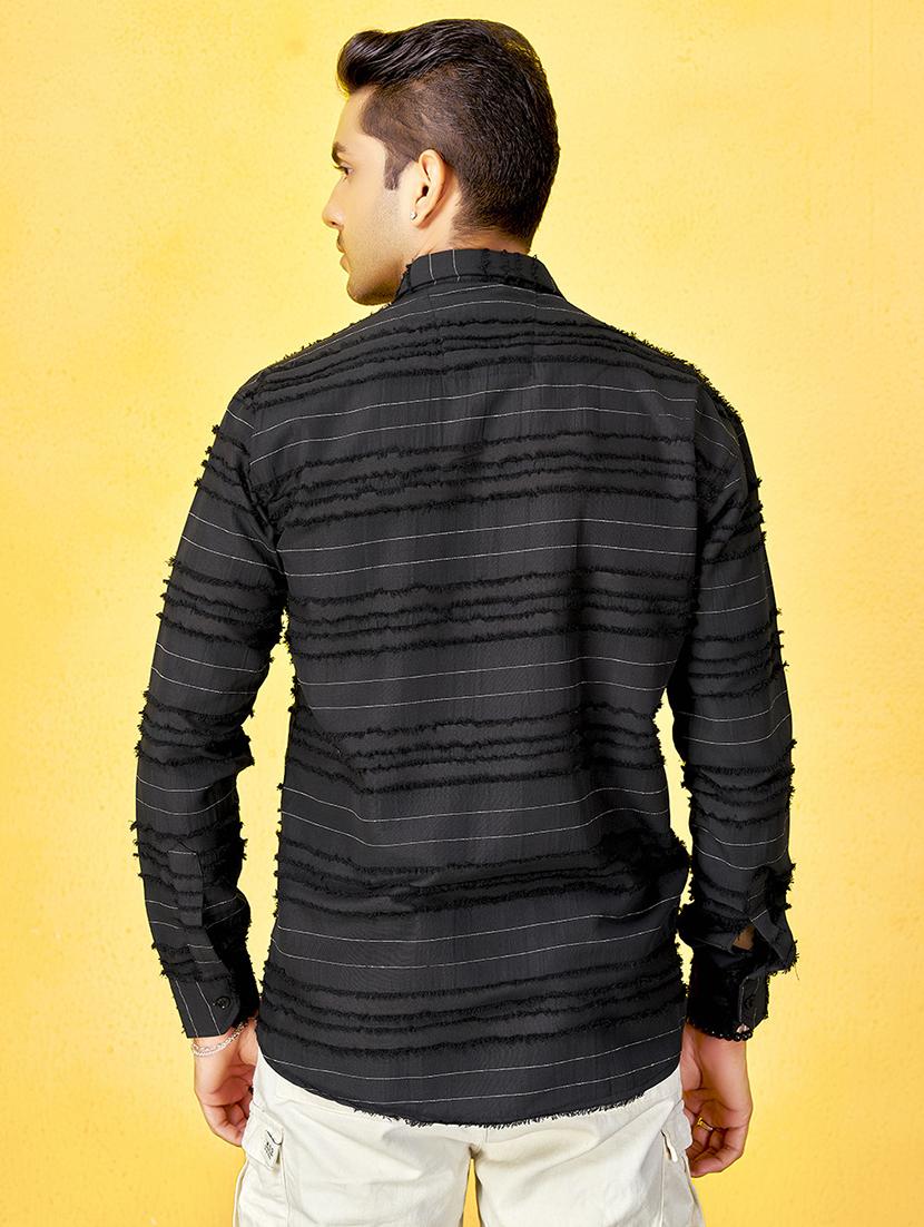 men striped collared long sleeve regular fit shirt - 22061133 - Standard Image - 2