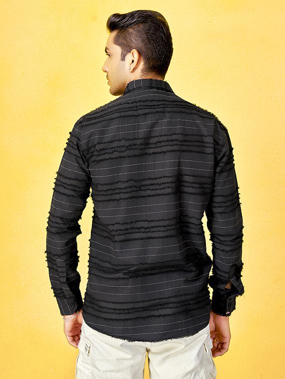 men striped collared long sleeve regular fit shirt - 22061134 - Standard Image - 2