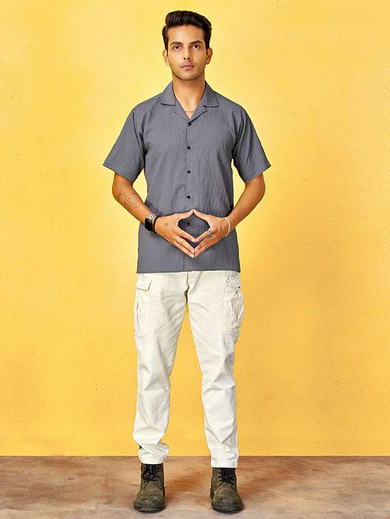 men solid short sleeve loose fit shirt - 22061152 -  Standard Image - 2