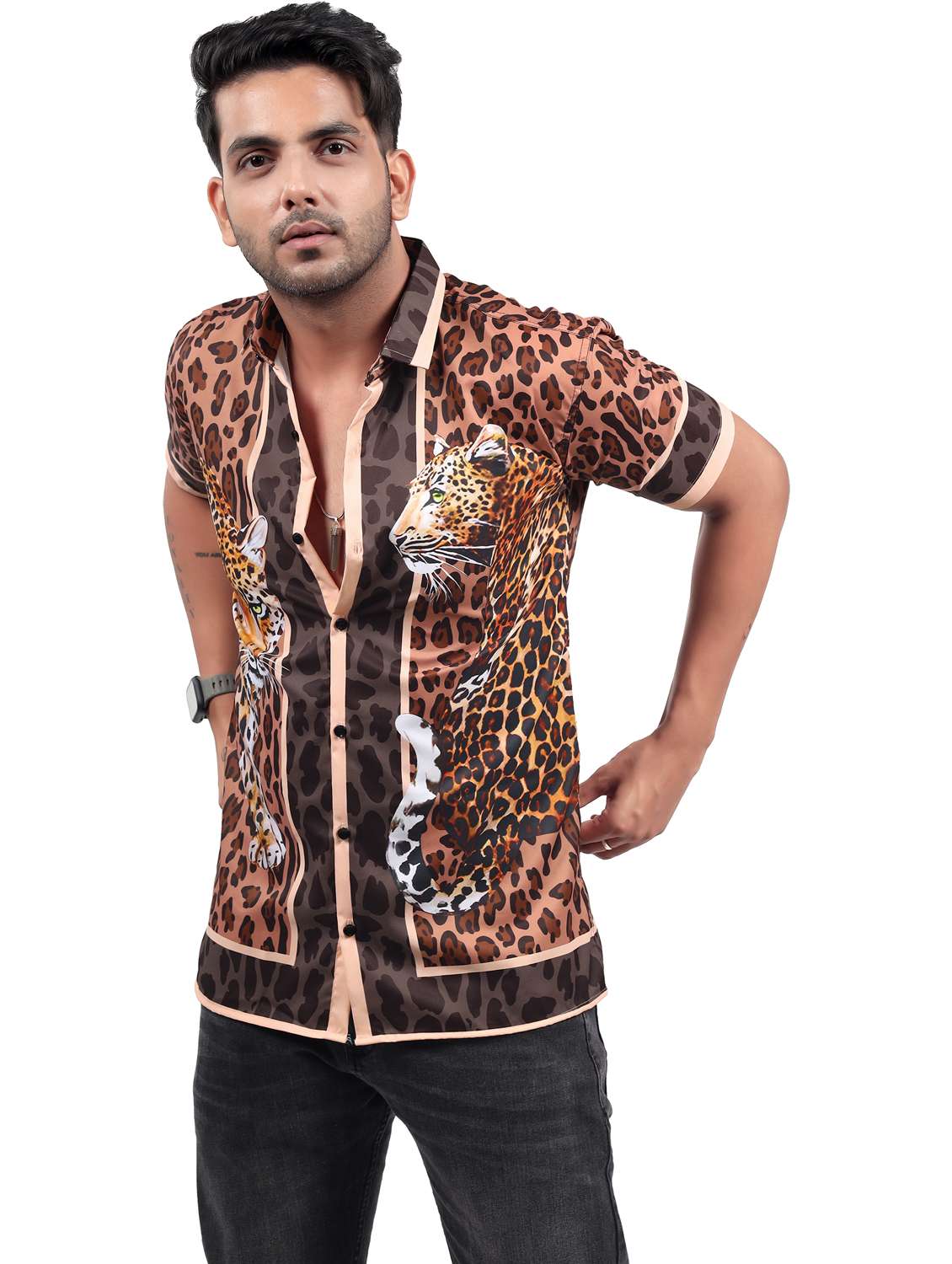 men animal print short sleeve regular fit shirt - 22061171 -  Standard Image - 2