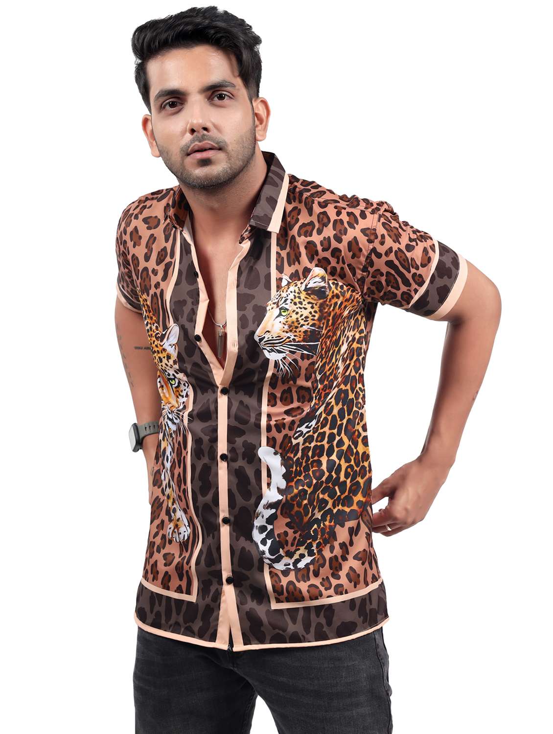 men animal printprint short sleeve regular fit shirt - 22061172 -  Standard Image - 2