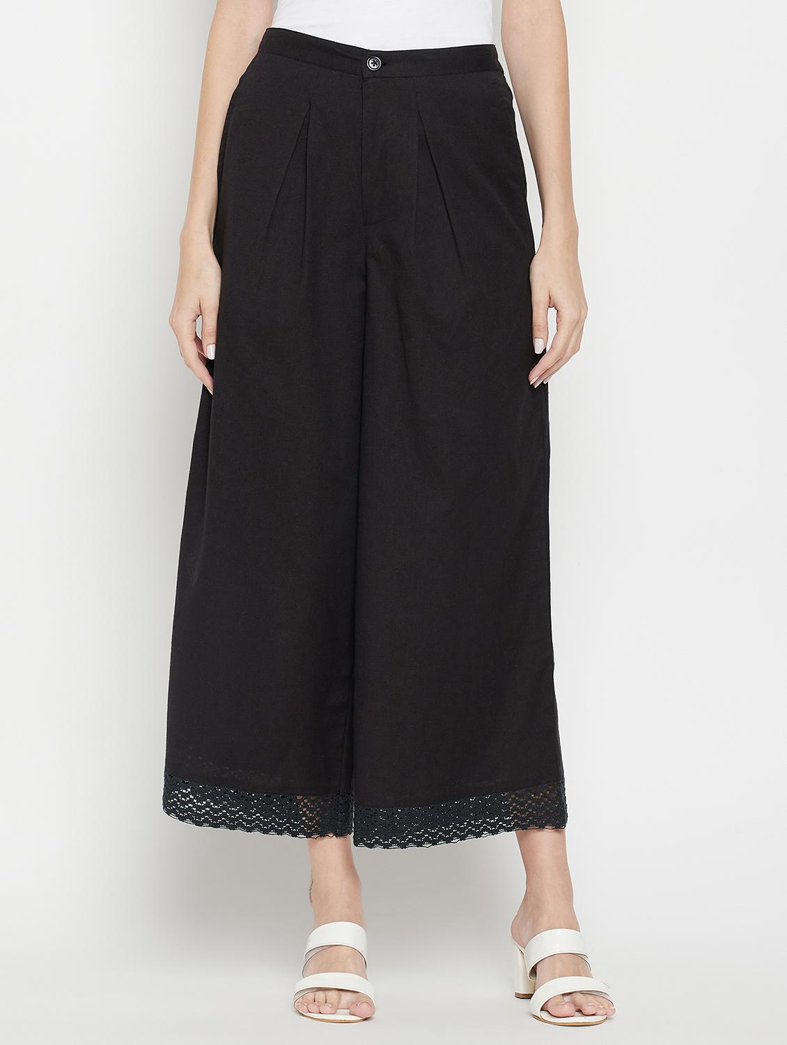 women solid mid rise flared palazzo - 22061335 - Zoom Image - 0