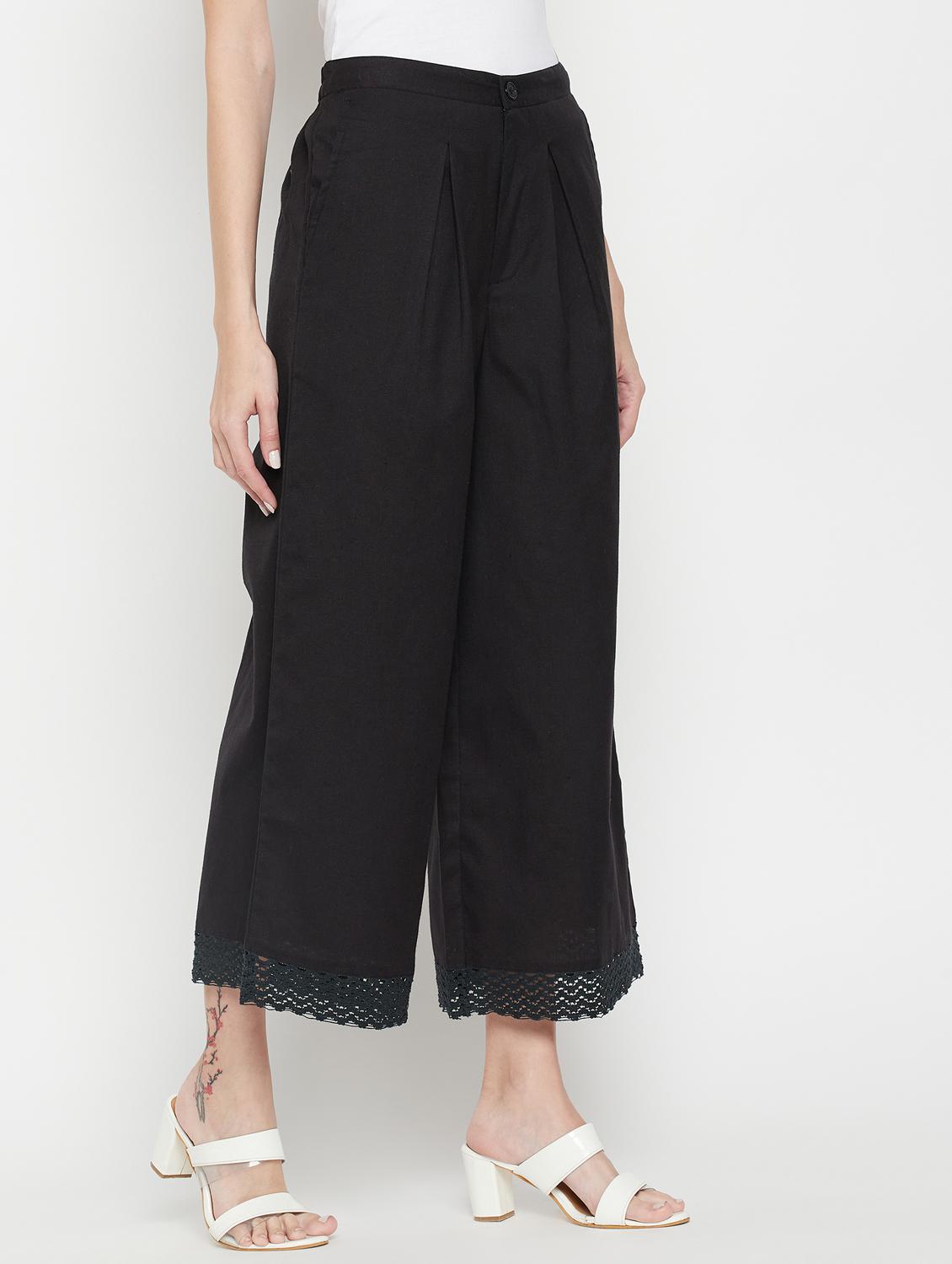 women solid mid rise flared palazzo - 22061335 - Standard Image - 2